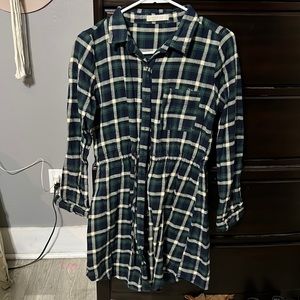 Green Plaid button up tunic